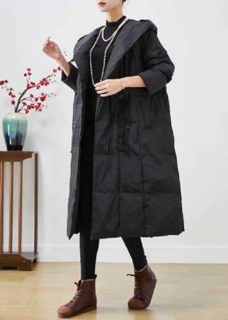 Plus Maat Zwart Oversized Patchwork Eendendonsjack In De Winter