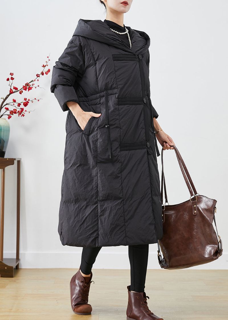 Plus Maat Zwart Oversized Patchwork Eendendonsjack In De Winter - Dames donsjacks