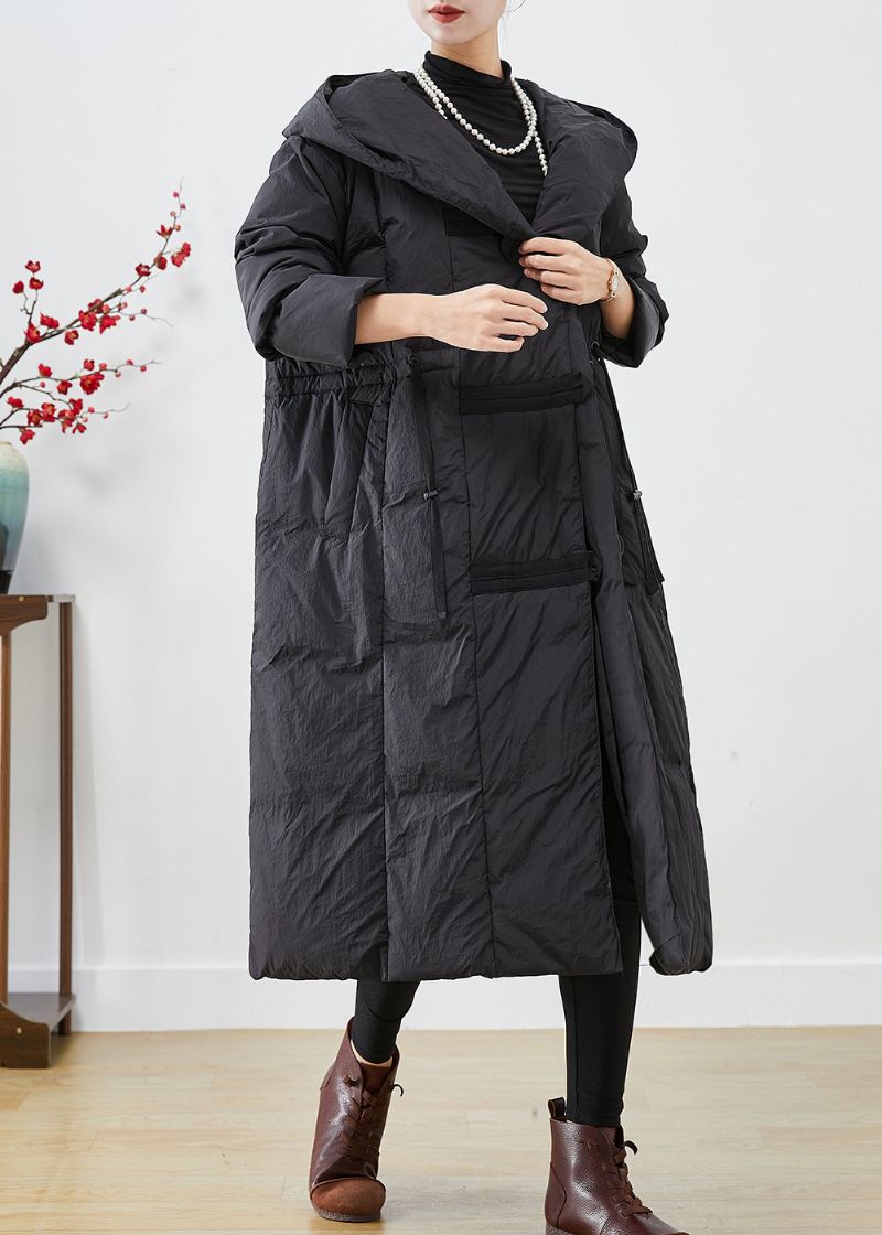 Plus Maat Zwart Oversized Patchwork Eendendonsjack In De Winter - Dames donsjacks