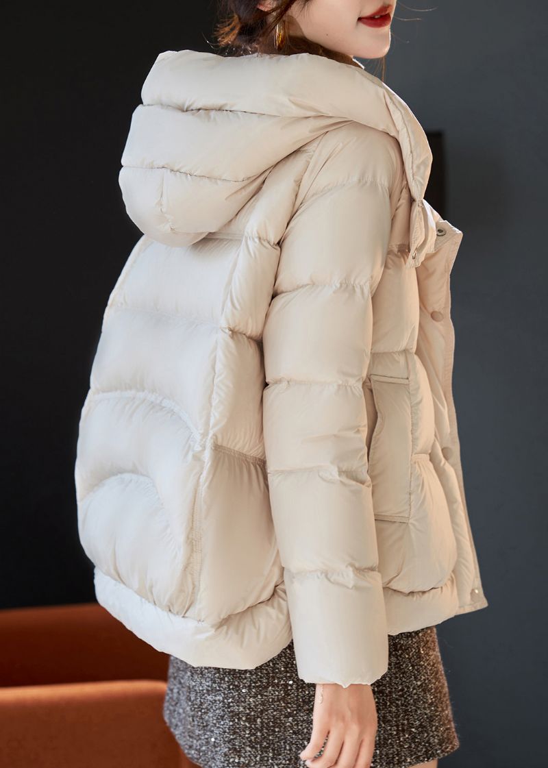 Stijlvolle Beige Eendendons Pufferjas Met Capuchon Winter - Dames donsjacks