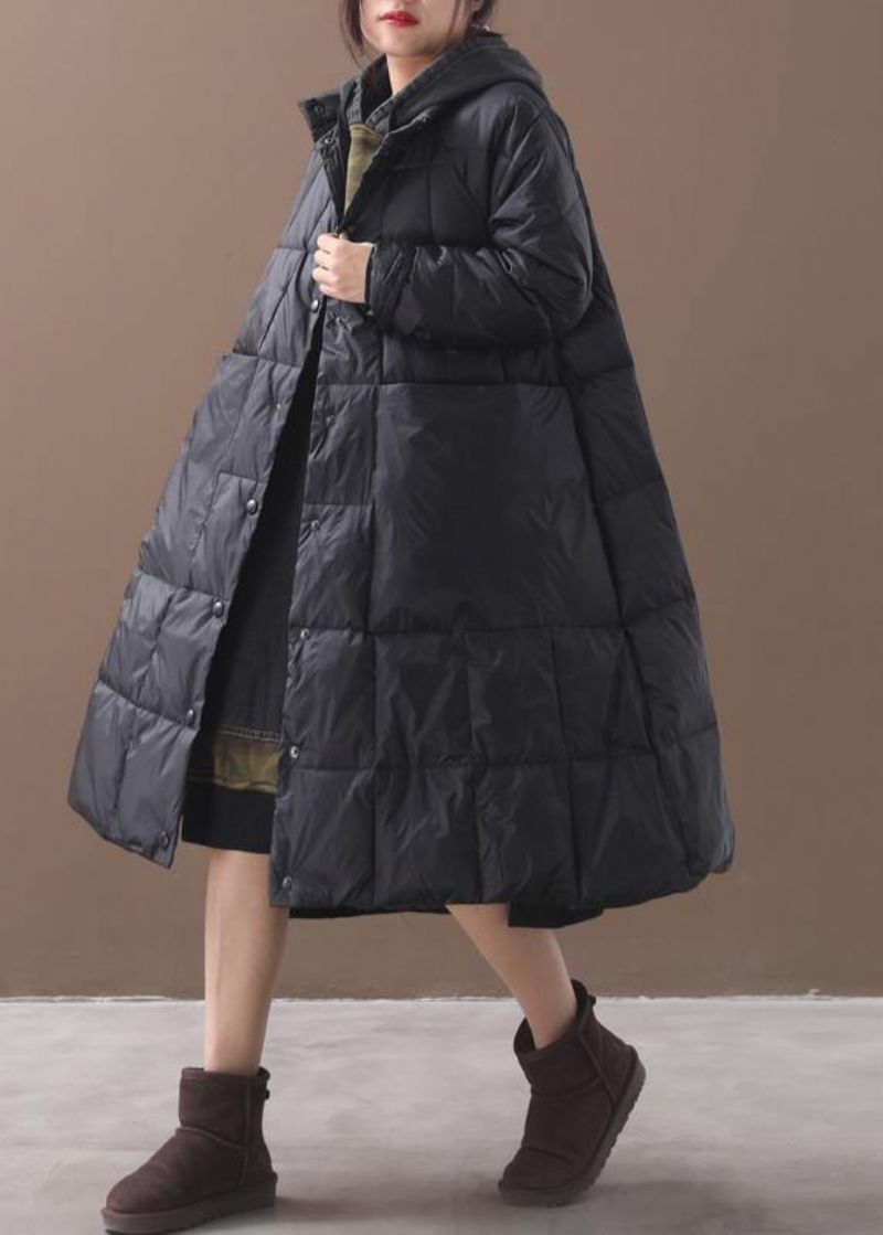 Warm Plus Size Donsjack Met Capuchon Zwarte Winterparka's