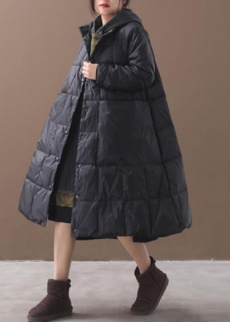 Warm Plus Size Donsjack Met Capuchon Zwarte Winterparka's