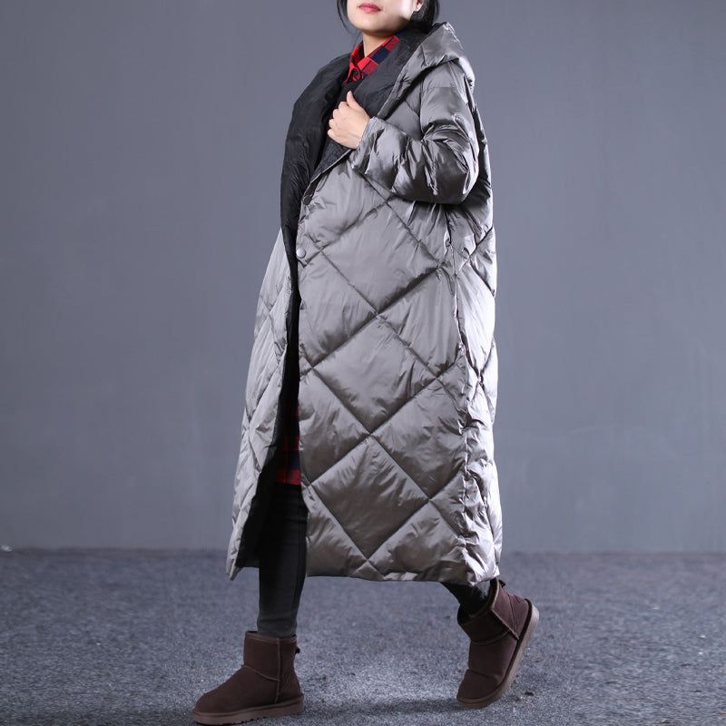 Warmgrijze Herfstoutfits Loszittende Katoenen Jas Met Capuchon Nieuwe Winterkleding Met Zakken En Ritssluiting - M/Buste-110Cm