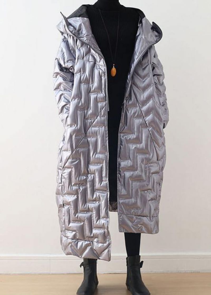 Warmgroene Glanzende Donsjas Winter Plus Size Damesparka Met Capuchon Dikke Elegante Jassen