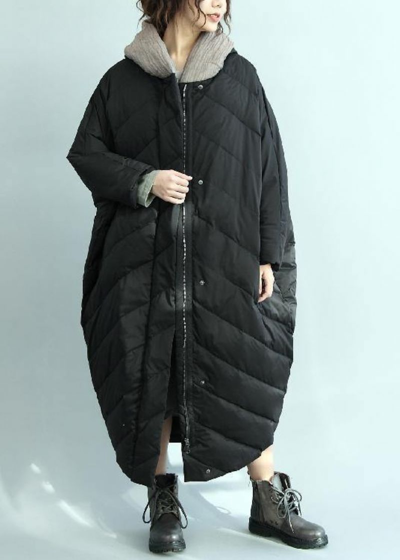 Zwarte Donsjas Winter Oversized Dames Parka Nieuwe Uitloper