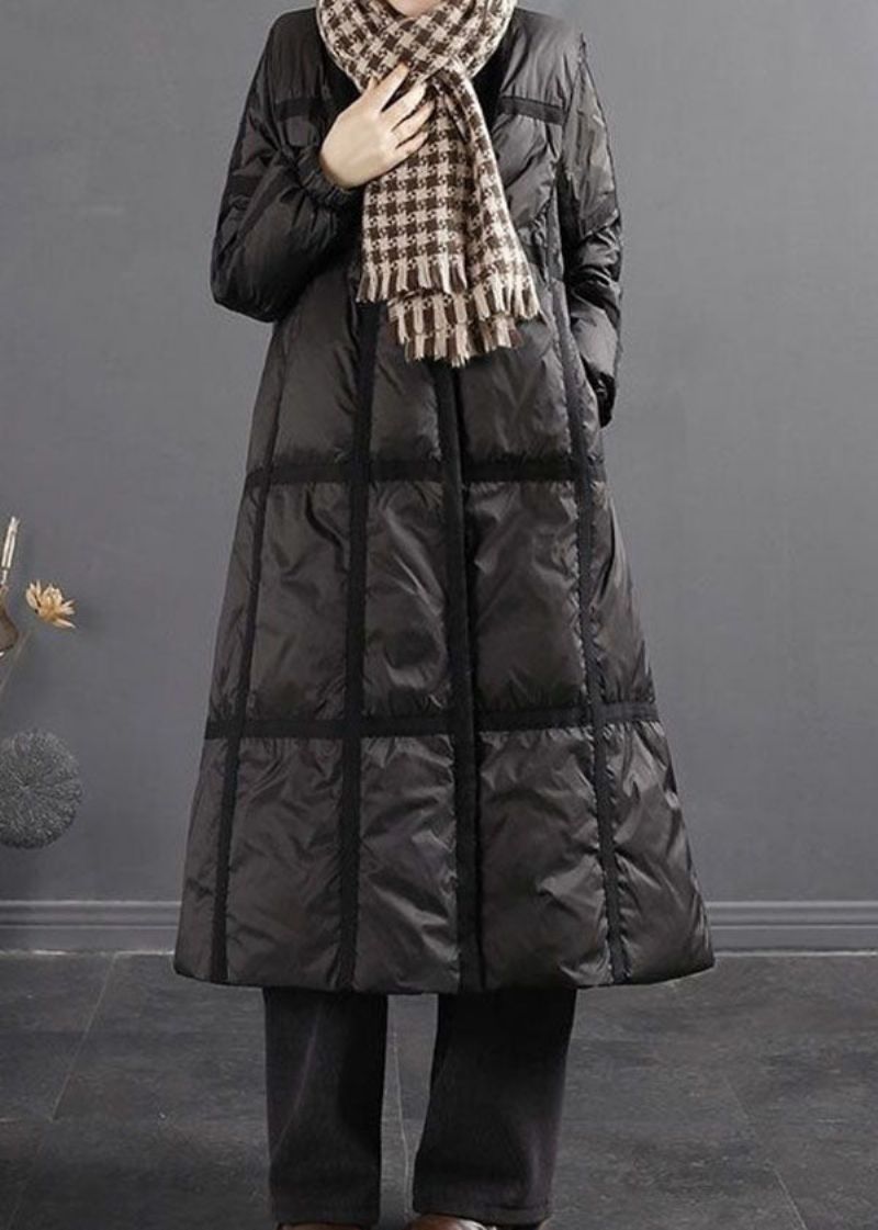 Zwarte Patchwork Dikke Eendendonsjas Oversized Effen Winter - Dames donsjacks