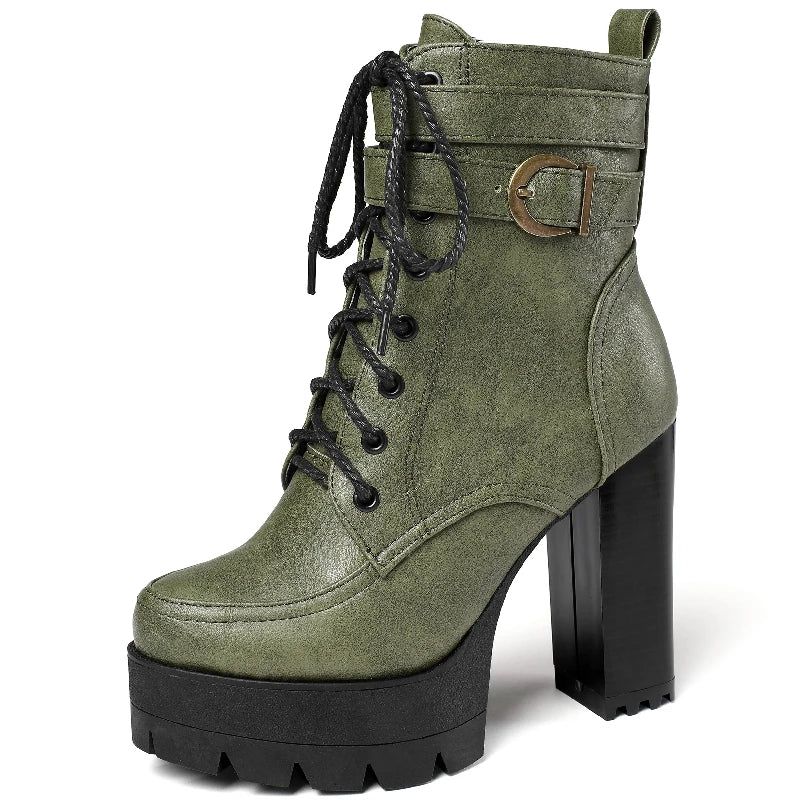 Enkellaarzen Voor Dames Schoenen Punk Motorlaarzen Retro Herfst Winterschoenen - Zwart