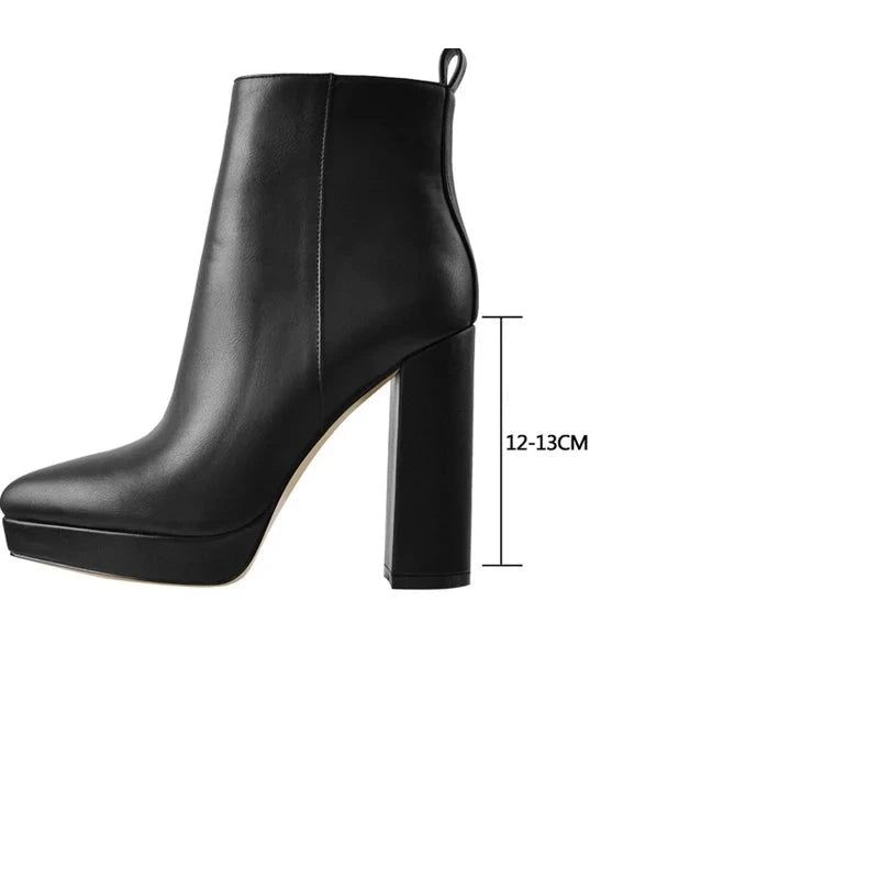 Lente Dames Beknopte Enkellaarsjes Puntschoen Zijrits Laag Platform Hoge Hakken Volwassen Casual Booties - Houtskool