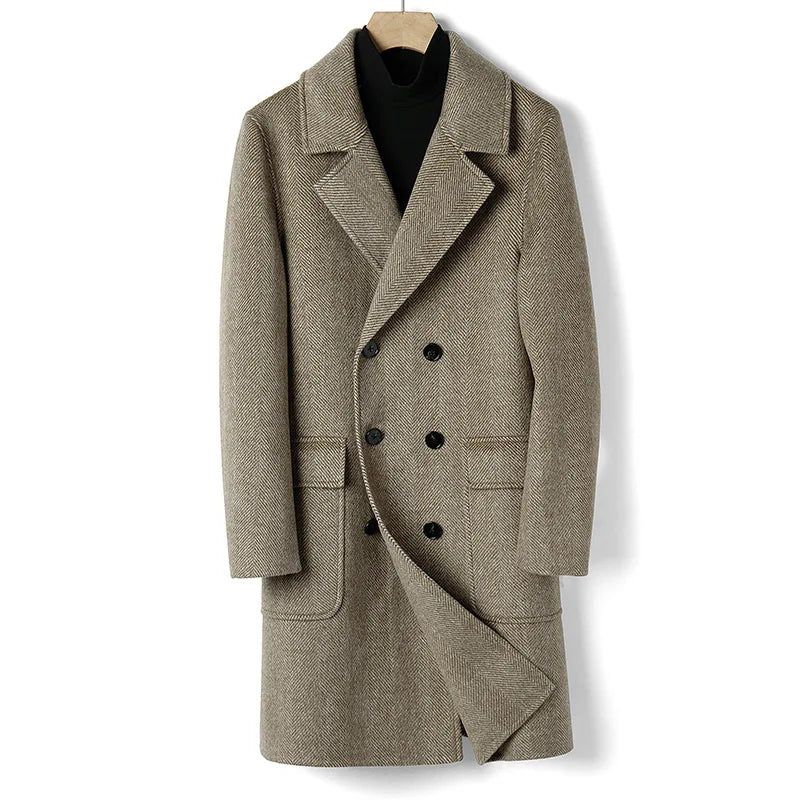 Australische Heren Zakelijke Causale Overjas Slanke Trenchcoat Met Dubbele Rij Knopen - Bruin