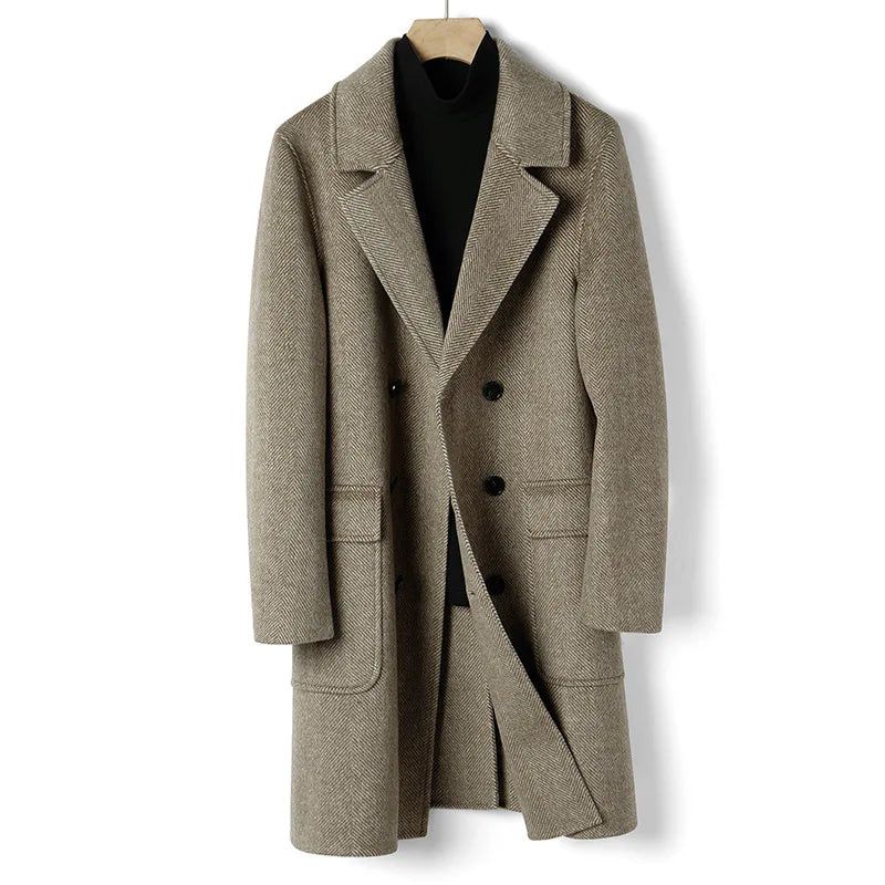 Australische Heren Zakelijke Causale Overjas Slanke Trenchcoat Met Dubbele Rij Knopen - Bruin