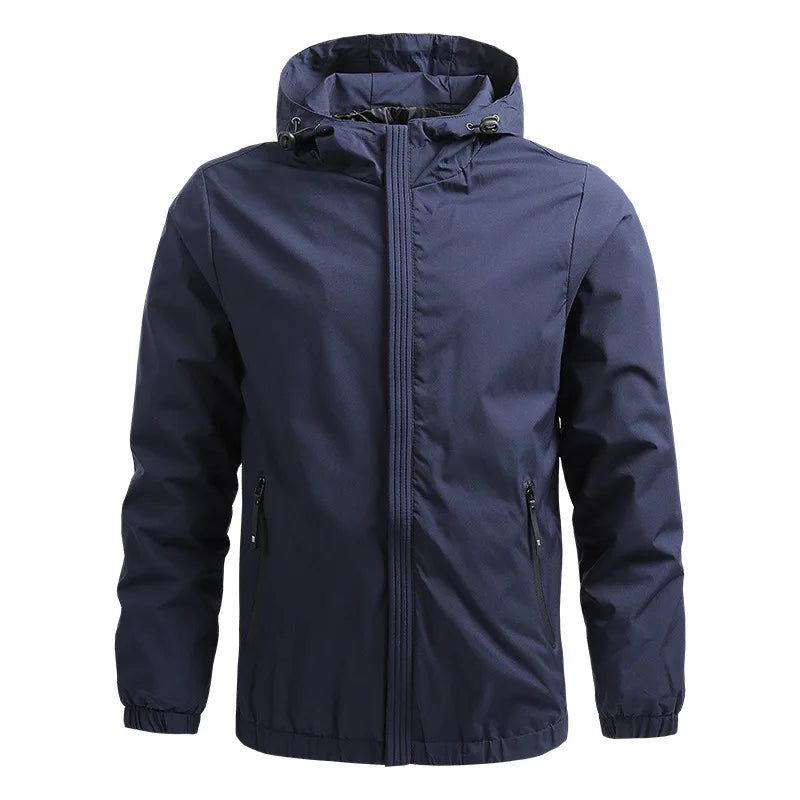 Capuchon Heren Effen Windjack Causale Varsity Jacket Campingjas Outdoor Bovenkleding - Blauw