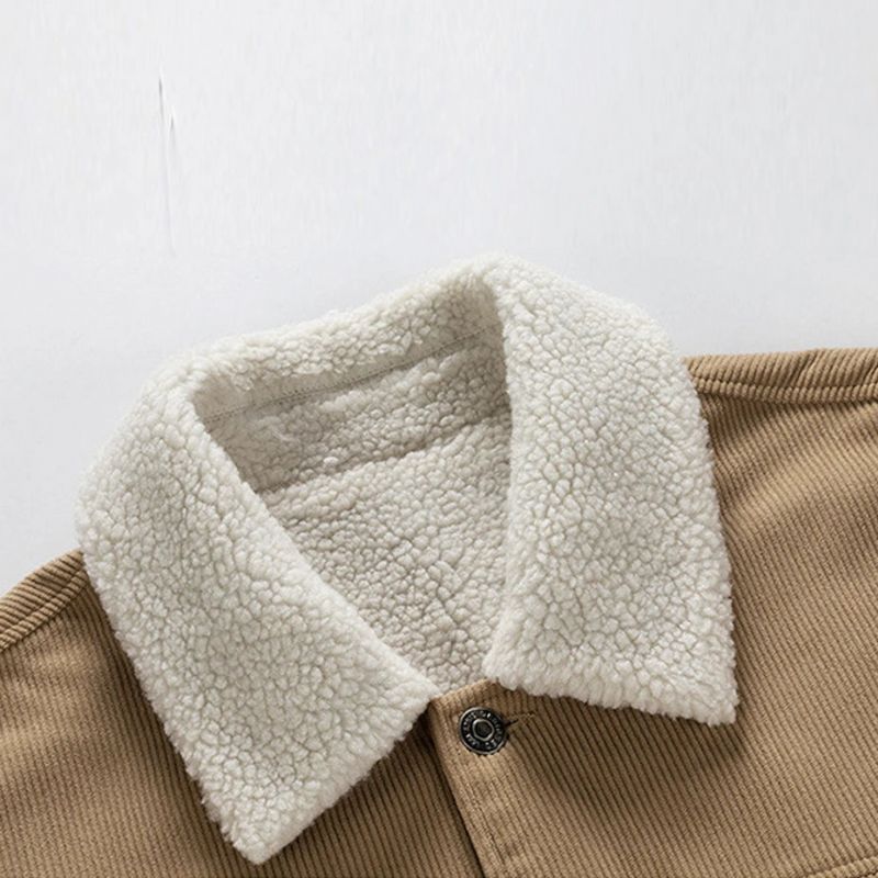 Corduroy Jas Heren Winterfleecejas Jassen Casual Effen Cargojassen Mannelijk - Groen