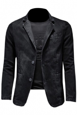 Denim Blazer Mannen Jeans Slim Fit Cowboy Jassen Leisure Heren Pak Jean Jas Casual Jas Enkele Knop Nieuw