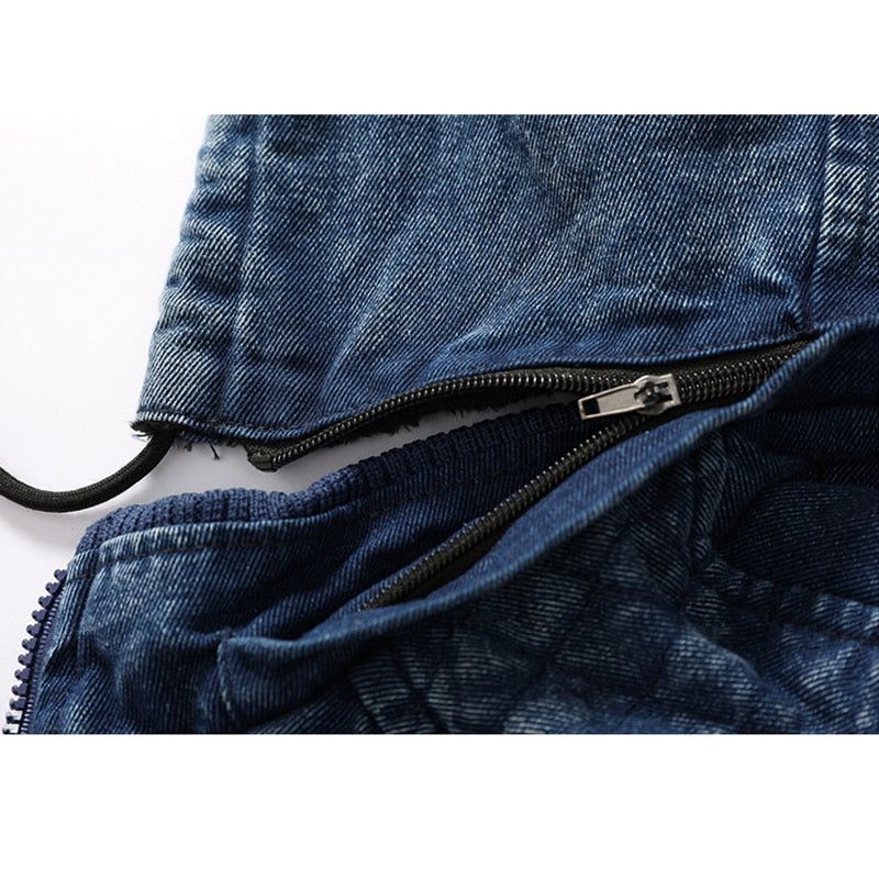 Denim Jack Voor Heren Trendy Jean Hoodies Casual Herenfleece Warm Windjack Cowboyjassen Herenkleding - Spijkerbroekblauw