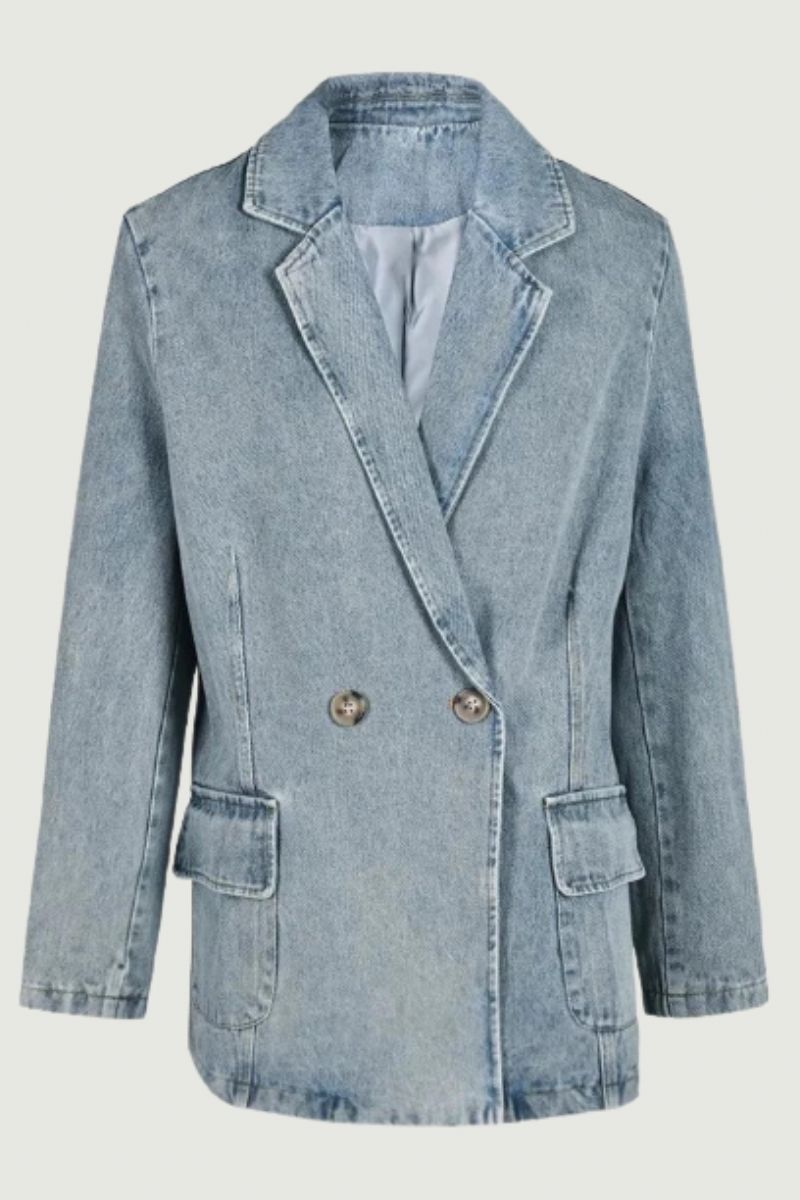 Denim Vintage Jas Losse Revers Lange Mouw Damesjas Tij Lente Herfst