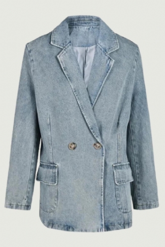 Denim Vintage Jas Losse Revers Lange Mouw Damesjas Tij Lente Herfst