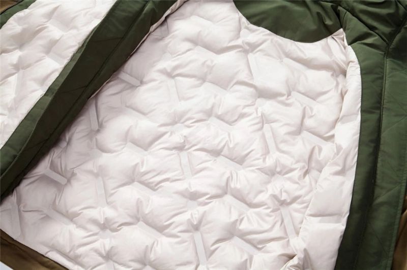 Donsjack Heren Winter Puffer Jas Kleurblok Patchwork Jassen Mannelijke Cargo Donsjas Campingjassen - Groen