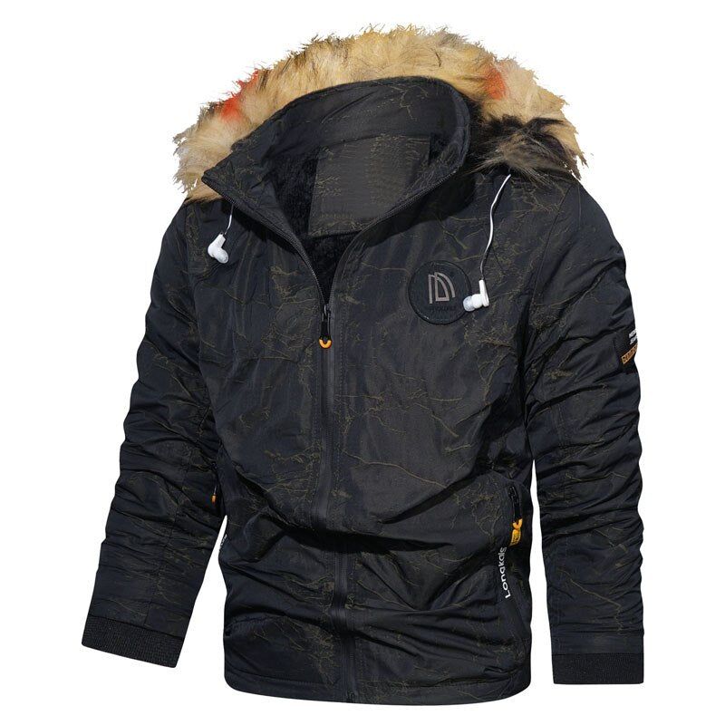 Fleece Parka's Heren Winter Waterdichte Jas Met Capuchon Nieuwe Warme Dikke Bontkraag Herfst Casual Herenjassen Hoed Afneembaar - Grijs