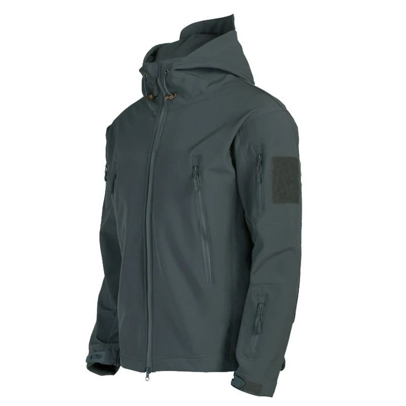 Heren Casual Jeugd Hoodie Winddicht Waterdicht Ademend Warm Outdoor Soft Shell Fleecejack - Zwart