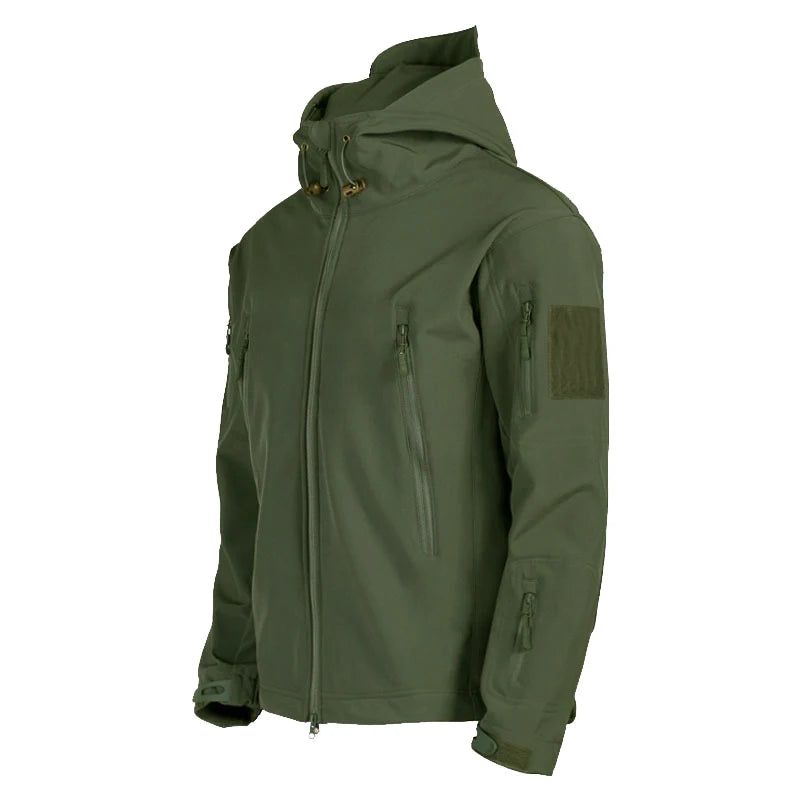 Heren Casual Jeugd Hoodie Winddicht Waterdicht Ademend Warm Outdoor Soft Shell Fleecejack - Zwart