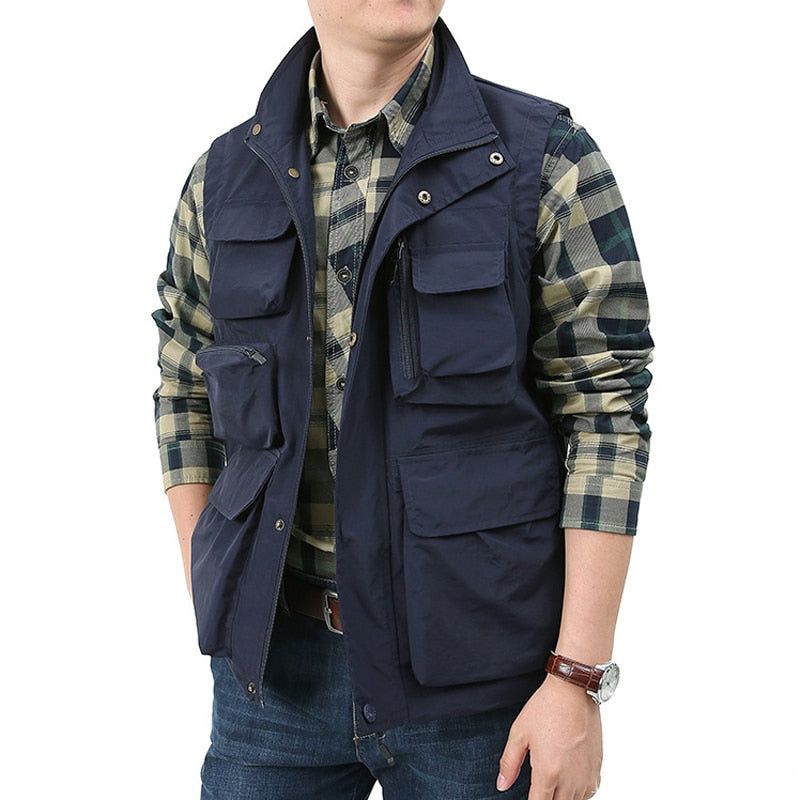 Heren Casual Vest Waterdicht Sneldrogend Multi-pocket Outdoor Tactische Fotografie Jacht Sportkleding - Zwart