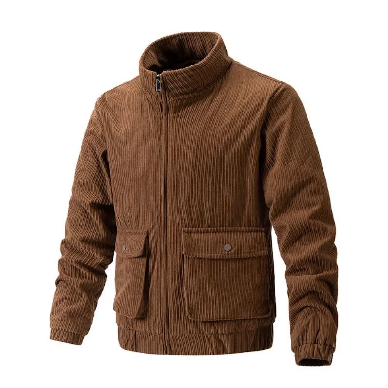 Heren Corduroy Windjack Camping Man Jas Tactische Kleding Verwarming Casual Windscherm Outdoor Vestjassen - Zwart