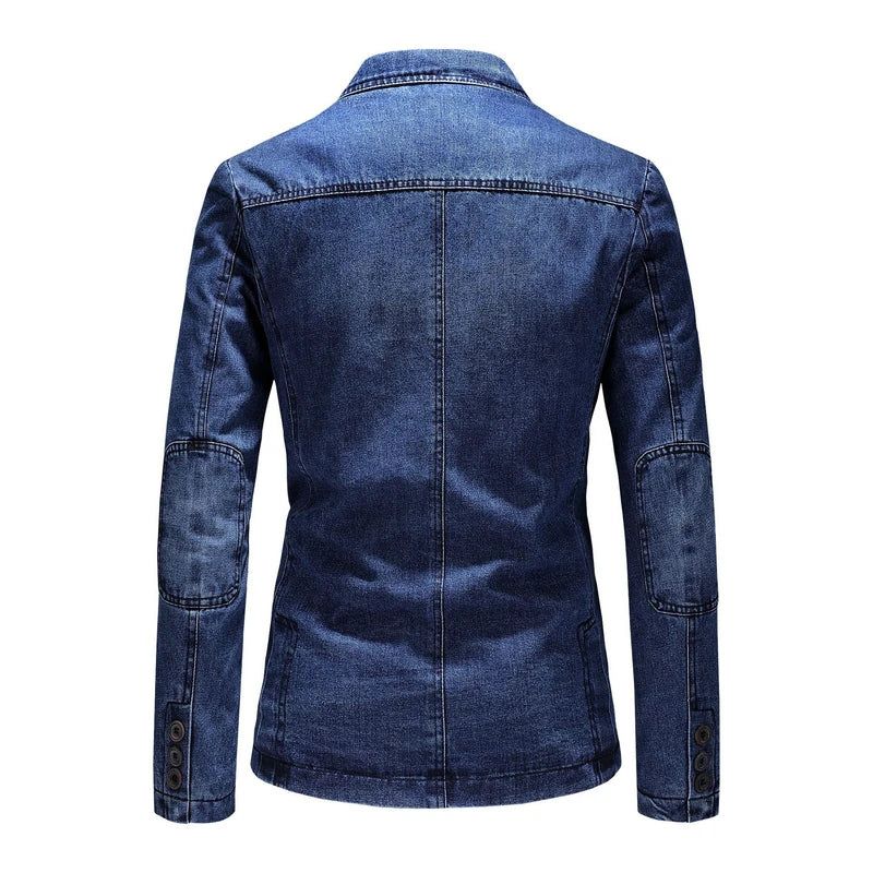 Heren Denim Blazers Mannelijke Jas Oversized Lente Herfst Casual Blazer Herenkleding Bovenkleding Jas - Blauw