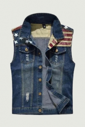 Heren Denim Vest Mannelijk Mouwloos Jasje Retro Streetwear Casual Herenvest