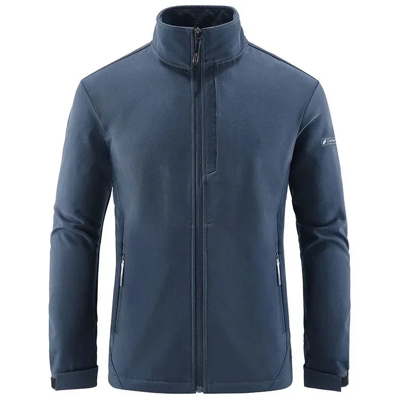 Heren Herfst Winter Tactische Softshell Jassen Outdoor Fleece Gevoerde Volledige Ritssluiting Multi-pocket Winddicht Warm Wandelen Ski Safari - Marineblauw