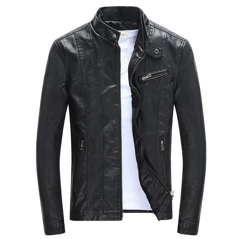 Heren Jassen Motorfiets Biker Kunstleer Jas Herfst Winterkleding Europees - Zwart