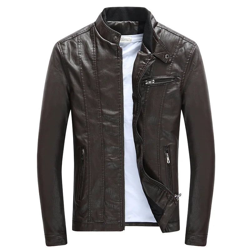 Heren Jassen Motorfiets Biker Kunstleer Jas Herfst Winterkleding Europees - Zwart