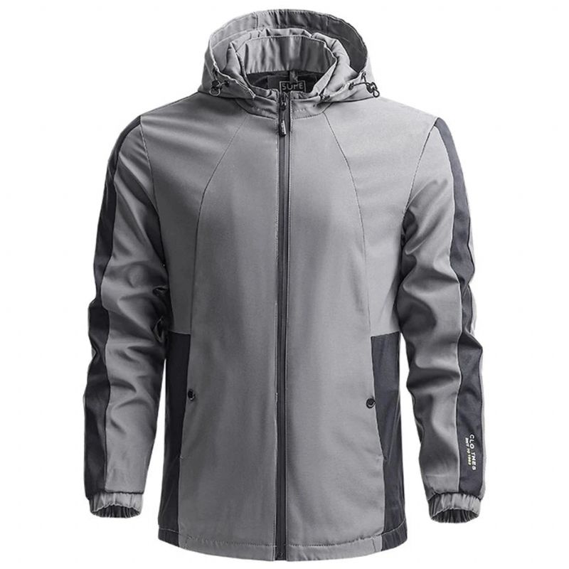 Heren Lente Herfst Capuchon Jas Casual Windjack Mannelijke Bovenkleding Outdoor - Grijs