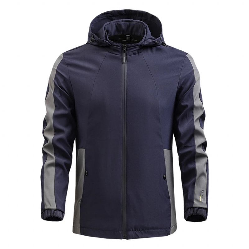 Heren Lente Herfst Capuchon Jas Casual Windjack Mannelijke Bovenkleding Outdoor - Grijs