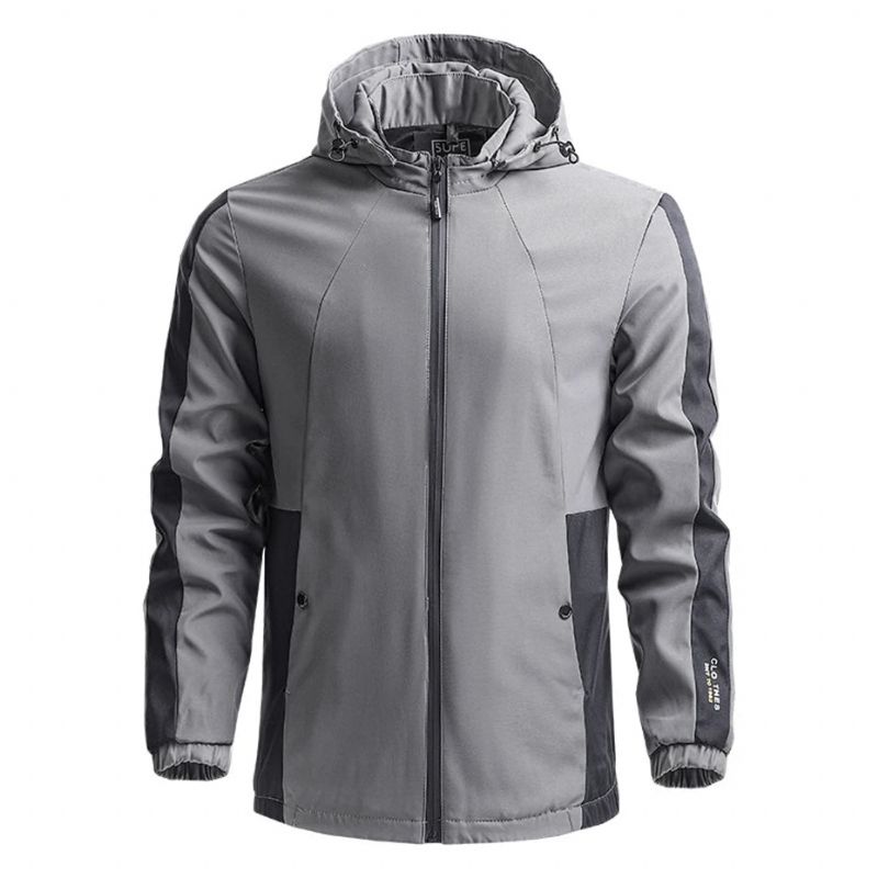 Heren Lente Herfst Capuchon Jas Casual Windjack Mannelijke Bovenkleding Outdoor - Grijs