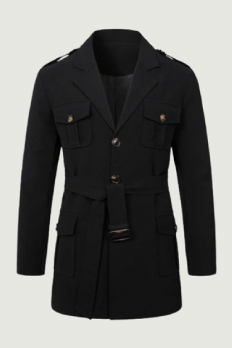 Heren Lente Herfst Windscherm Overjas Lange Trenchcoats Met Riem Voor Jas Dubbele Rij Knopen