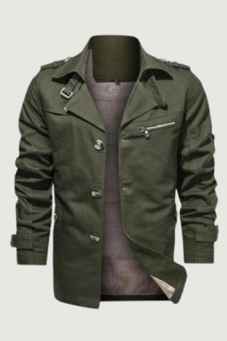 Heren Trenchcoat Uitloper Katoenen Reversjas Outdoor Windjack Zakelijke Casual Jassen