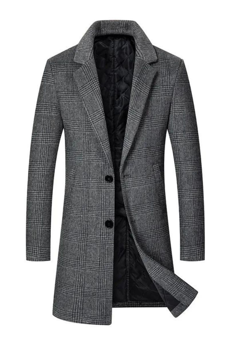 Heren Trenchcoat Wolmix Top Winter Lang Klassiek Stijlvol Jack Met Enkele Rij Knopen Voor Mannen