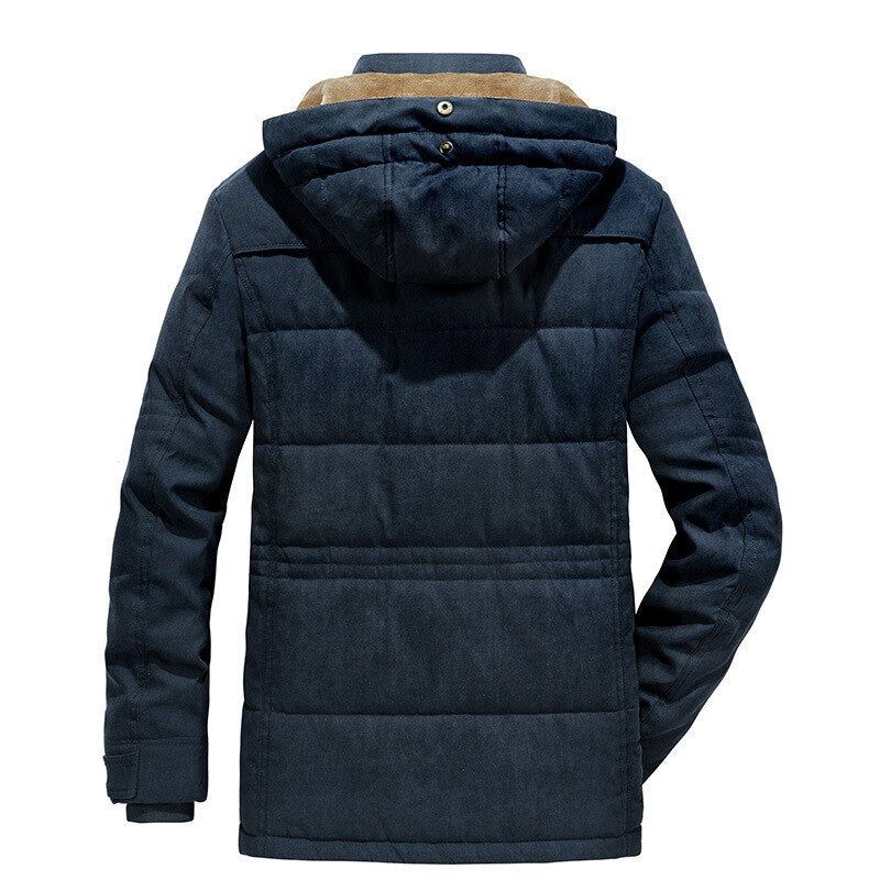 Heren Winter Dikke Warme Militaire Jassen Parka's Casual Slanke Multi-pocket Katoenen Gewatteerde Met Capuchon Fleece - Legergroen