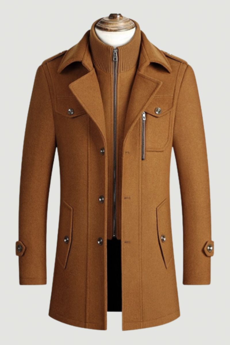 Heren Winter Warme Wollen Jassen Dikker Casual Slim Fit Lange Sectie Windjack Trench Pea Coat