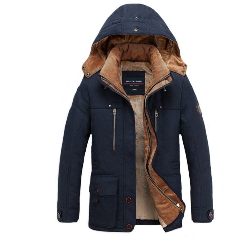 Heren Winterjassen Dikkere Parka Met Capuchon Warm Houden Jassen Rits Katoenen Overjassen Stijlvolle Kleding - Koffie