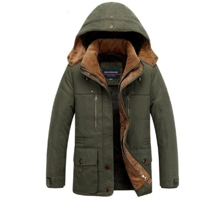 Heren Winterjassen Dikkere Parka Met Capuchon Warm Houden Jassen Rits Katoenen Overjassen Stijlvolle Kleding - Koffie