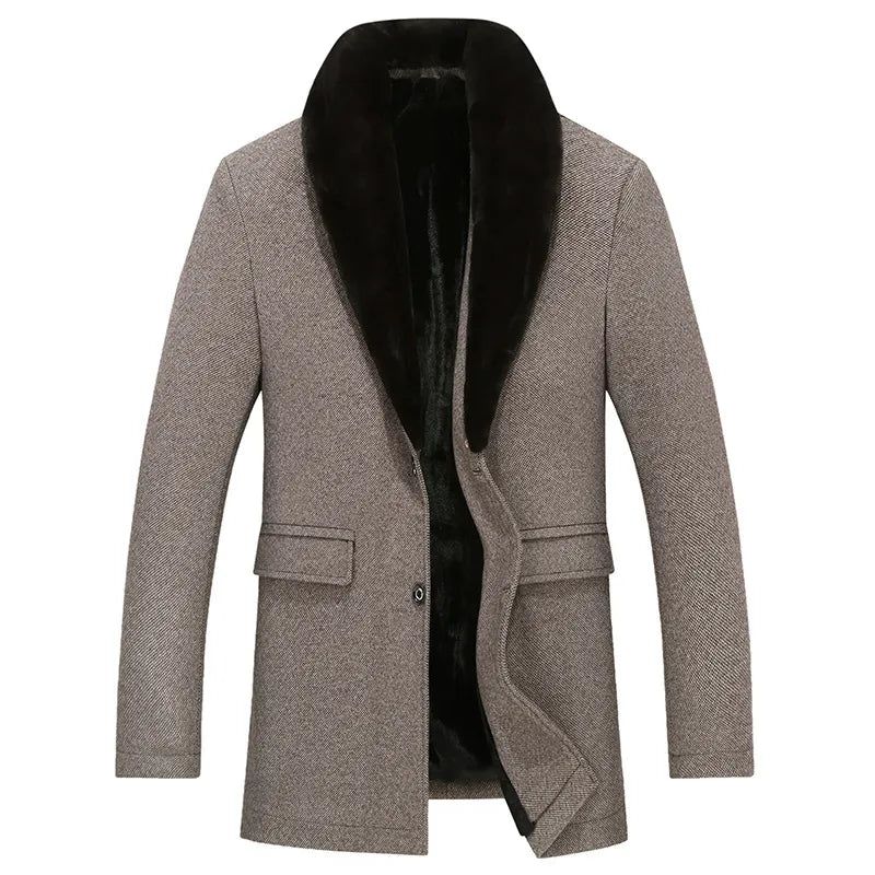 Heren Wollen Jas Winter Lange Jas Winterjas Herfst Wolmix Overjas Trenchcoat - Grijs