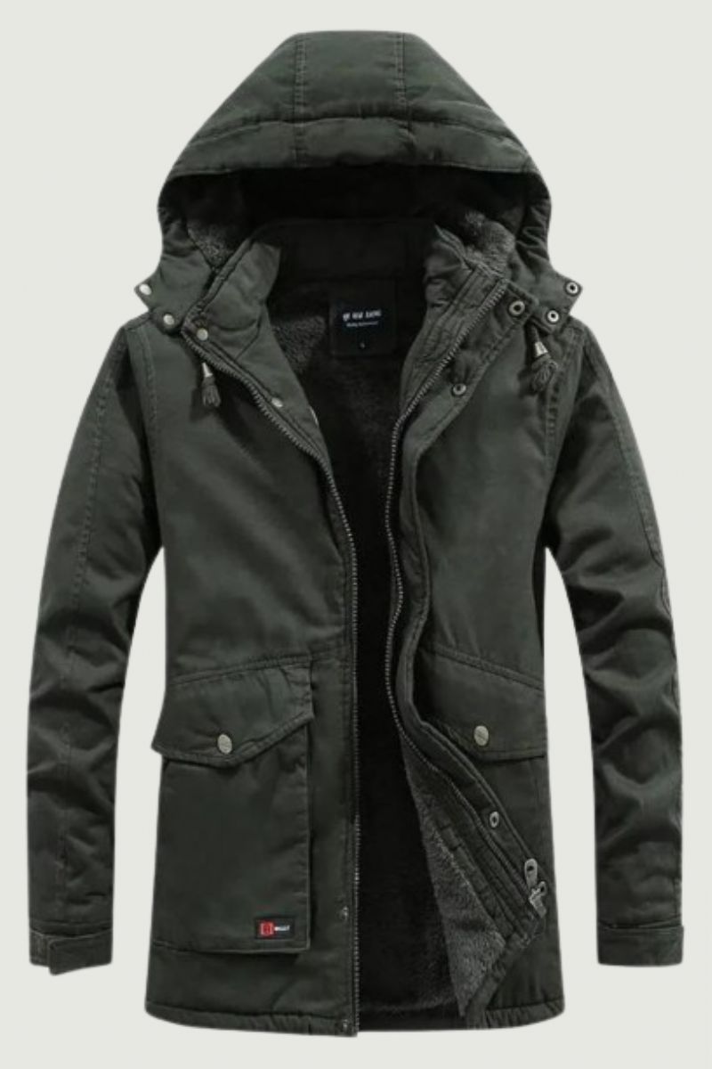 Herenjas Met Meerdere Zakken En Capuchon Parka Buitenkleding Militaire Winterjas Verdikte Warme Casual Katoenen Jack