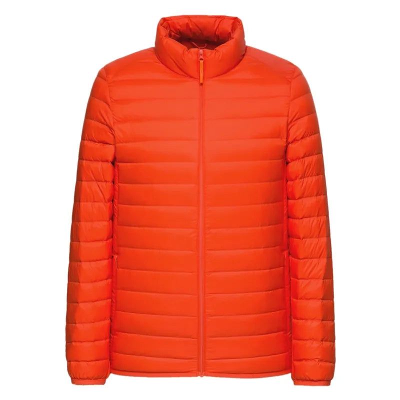 Herenjas Opstaande Kraag Heren Winter Warm Rits Dikkere Jassen Casual Jas Donsjassen Met Lange Mouwen - Rood