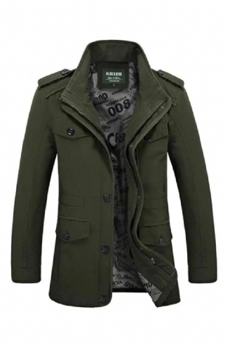 Herenjassen Jas Mannelijke Trenchcoat Lente Herfst Effen Katoen Casual Lange Jas Herenkleding Bovenkleding