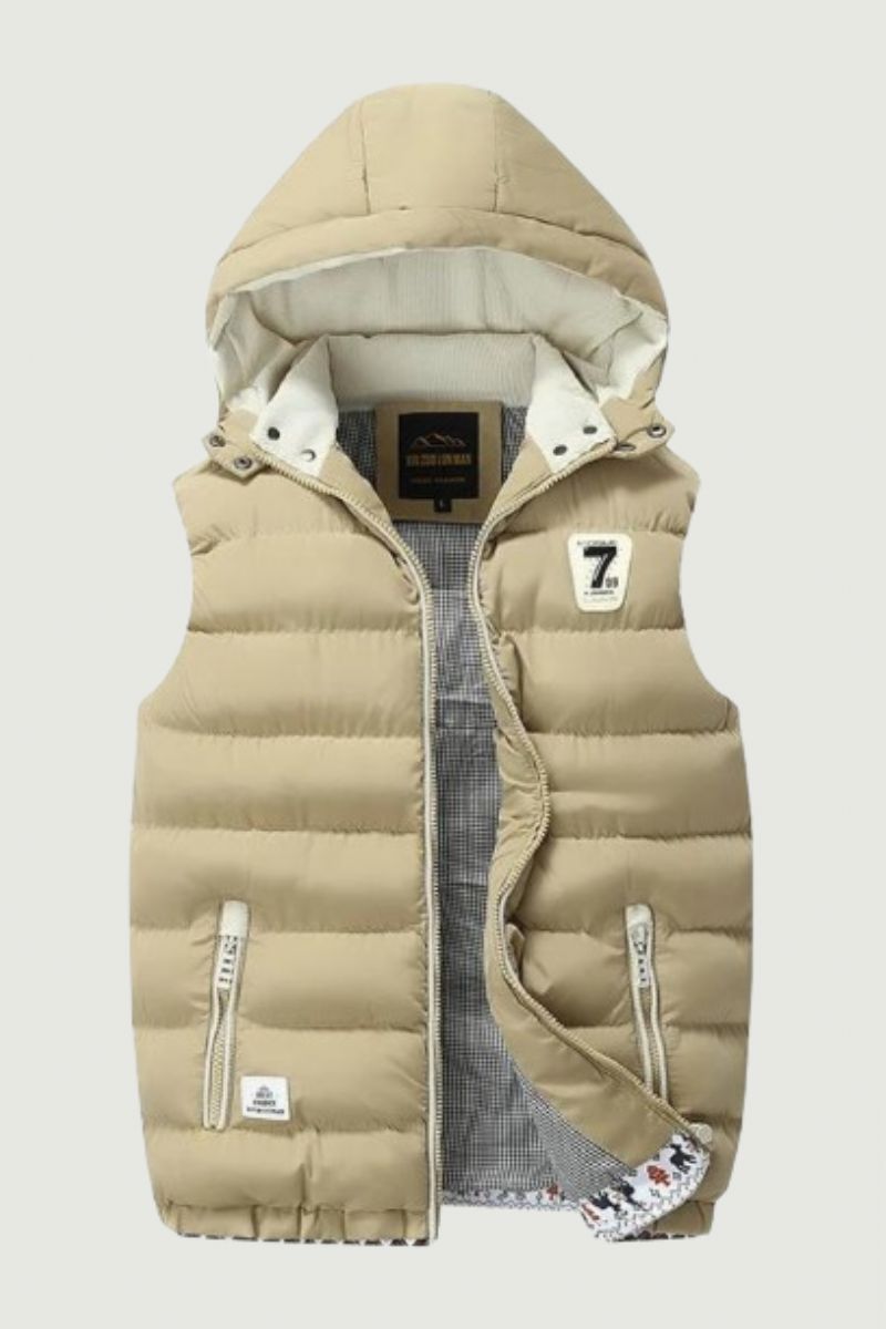 Herenvest Wintervest Casual Vest Mouwloos Herenjack Warm Overjassen Hoed Afneembaar