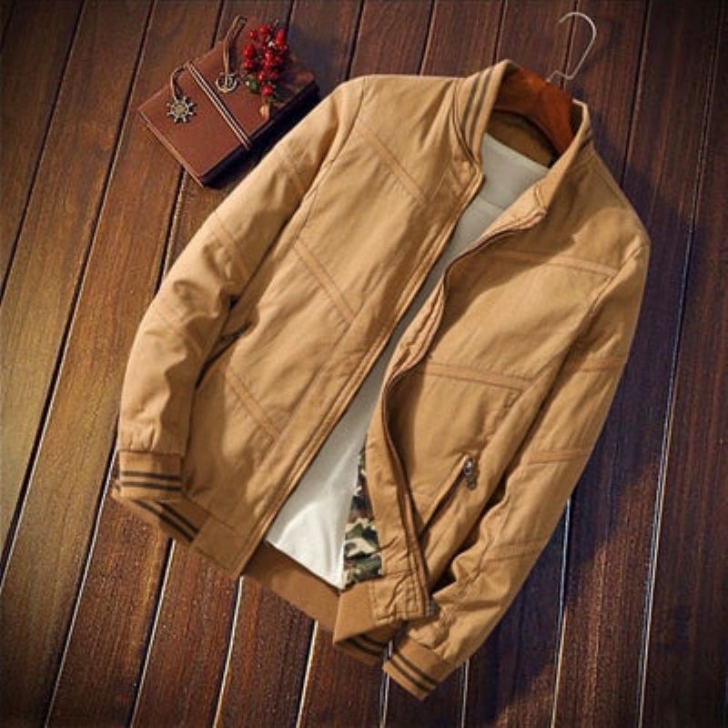 Herfst Heren Polit Bomberjacks Casual Mannelijke Uitloper Dikke Warme Windjack Man Slim Fit Baseball Jassen Kleding - Kaki