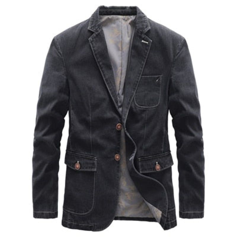 Herfst Heren Spijkerjasje Trendy Dunne Denim Pakken Jean Jassen Uitloper Casual Windjack Cowboyjassen Kleding - Zwart