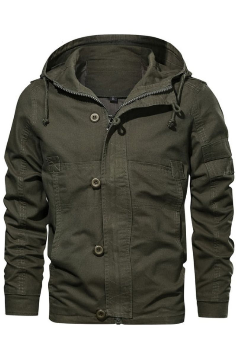 Herfst Herenjas Met Capuchon Nieuwe Heren Militaire Casual Jas Mode Slim Fit Mannelijke Merkkleding