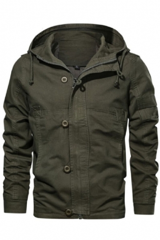 Herfst Herenjas Met Capuchon Nieuwe Heren Militaire Casual Jas Mode Slim Fit Mannelijke Merkkleding